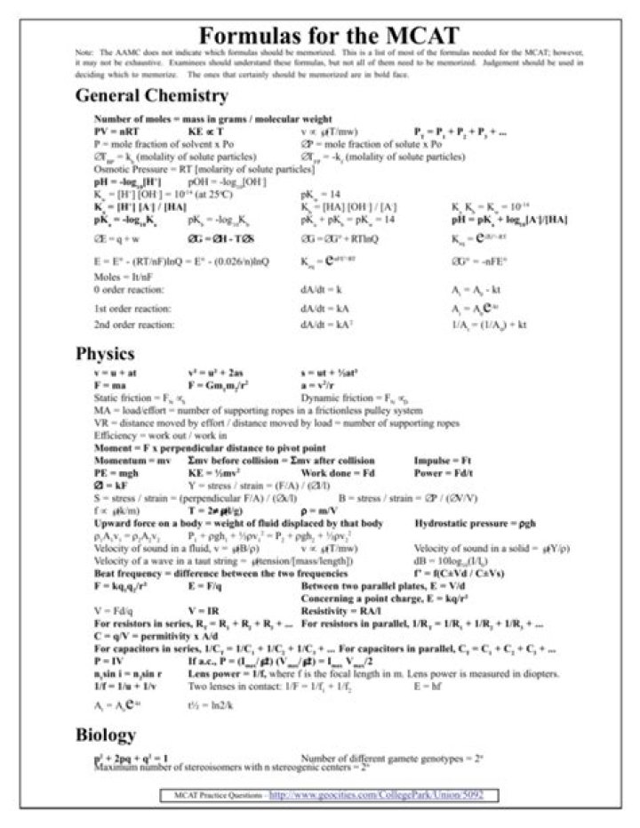 Do you need to memorize physics equations for MCAT