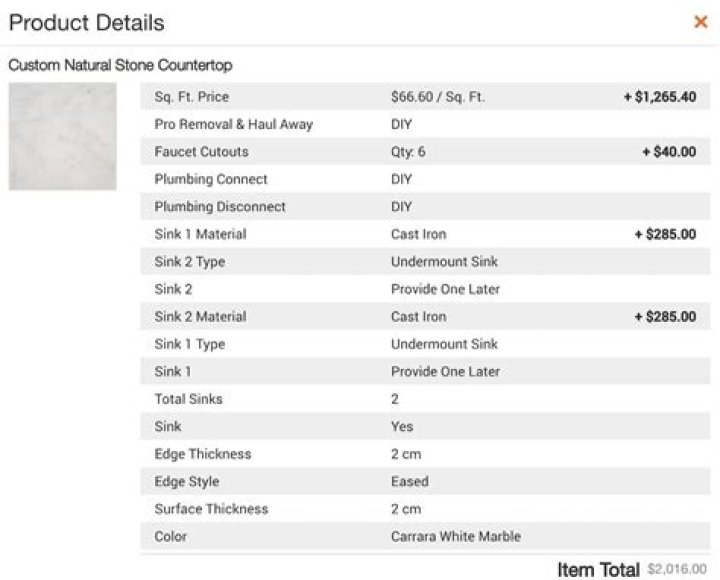 How much does a marble countertop cost