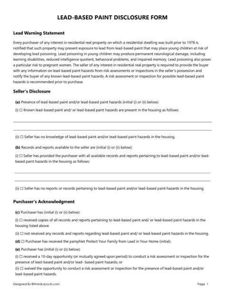 Who is responsible for lead-based paint disclosure